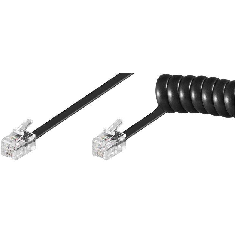 Good Connections RJ10 Telefonhörerkabel 4m Spiralkabel Stecker/Stecker Nero